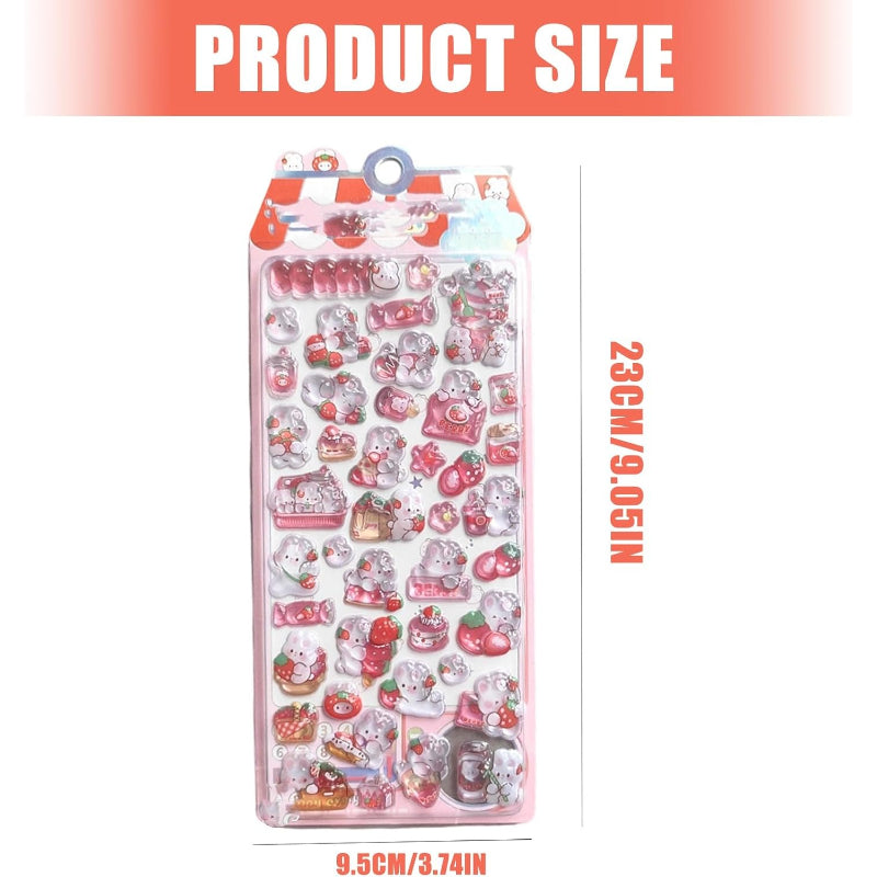 【４枚セット】漫画エンボス動物粘着 PVC ステッカー子供スクラップブッキングのための報酬ジャーナルプランナーフォトアルバム電話ケース隆起テクスチャクリスタル