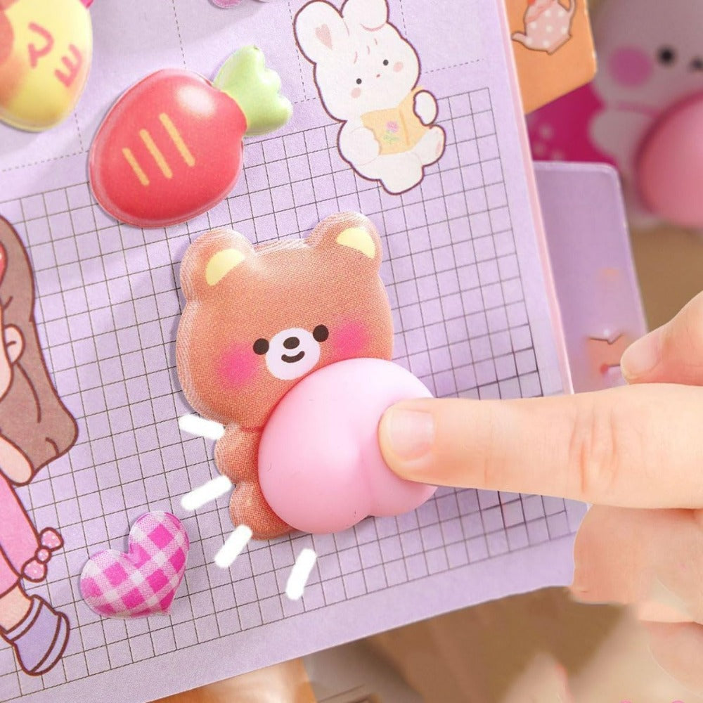 3Dシール 立体デコシール 女の子 可愛い 子供の手作りデコレーション ご褒美用 DIY飾り用ステッカー 2枚セット携帯電話飾りインテリア 手帳用 貼り付け可能 手芸用品 贈り物 (1ブルー＋1ベージュ)