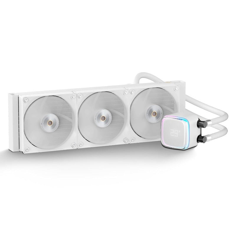 Ocypus Iota L36 CPUクーラー 水冷、デジタルディスプレイ、360MM AIO 簡易水冷CPUクーラー、効率的な冷却ポンプ、ARGB照明コントロール、120MM PWMファン、最大2000 RPM、AMD & Intel LGA対応 (ホワイト)