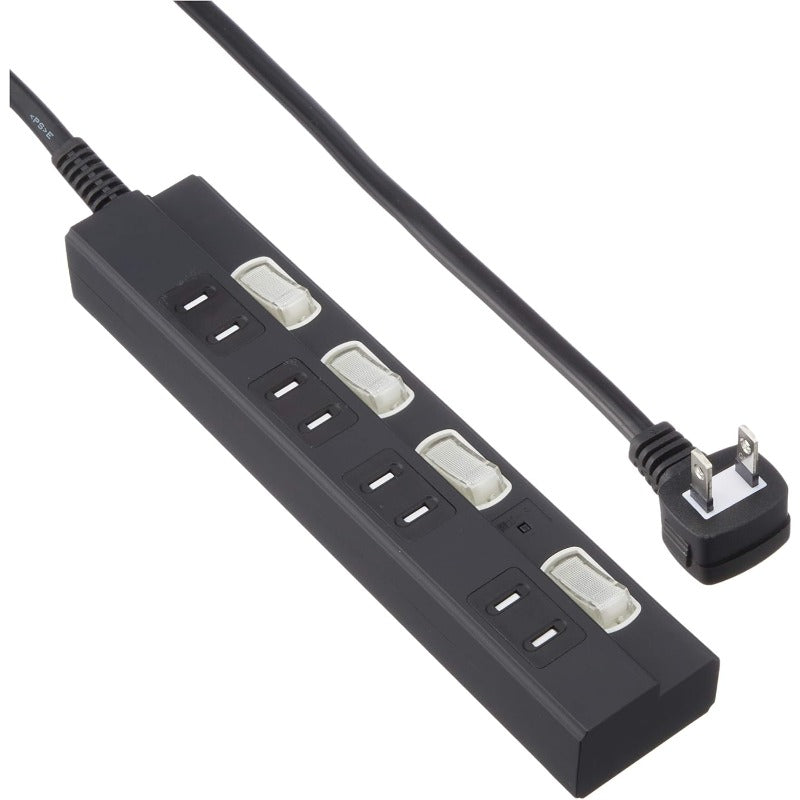 雷に強い節電タップ 4個口 1m 黒_HS-TPK41PBT-K 00-6941