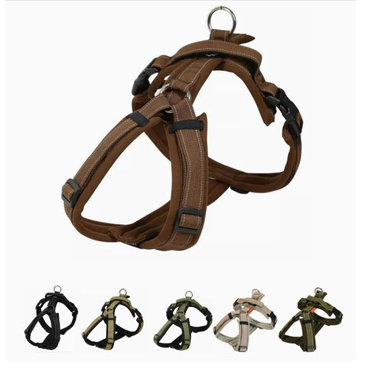 Hakusan ゼロハーネス 負担軽減 犬用ハーネス サイズ調整可 簡単着脱 夜間反射材 軽量 通気 ハンドル付き ネームプレート L サイズ ブラウン