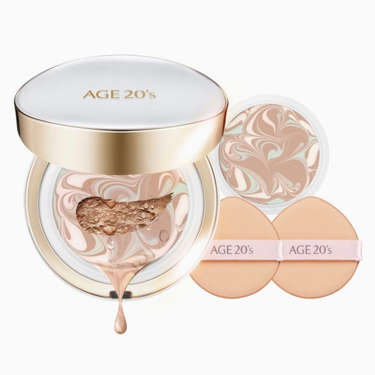 AGE20'S リフィル 含み シグネチャ エッセンス ロングステイ 外出用 ファンデーション クッションパクト + リフィル (21 ライトベージュ) 14g x 2個
