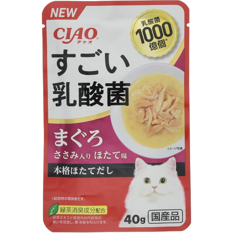 【訳あり】【賞味期限：2027.11.20】チャオ(CIAO)すごい乳酸菌パウチまぐろささみ入りほたて味40g16個セット