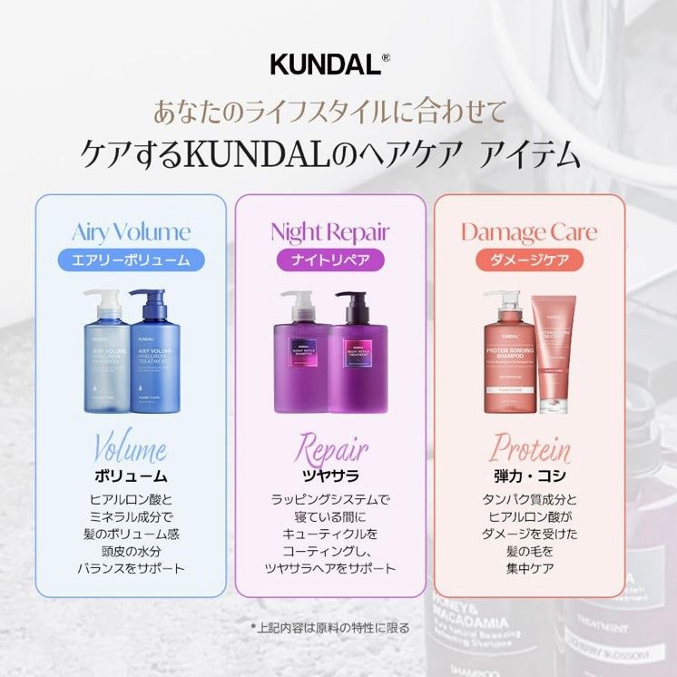 【KUNDAL/クンダル】シャンプー トリートメント セット(各500ml・ボトル) #アンバーバニラ #ハニー＆マカダミア #ネイチャー #弱酸性 #保湿 #香水シャンプー #香水トリートメント