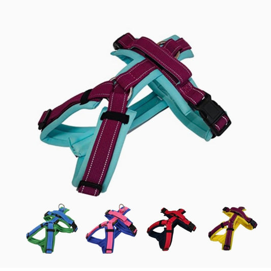 Hakusan ゼロハーネス 負担軽減 犬用ハーネス サイズ調整可 簡単着脱 夜間反射材 軽量 通気 ハンドル付き ネームプレート L サイズ ミント×パープル