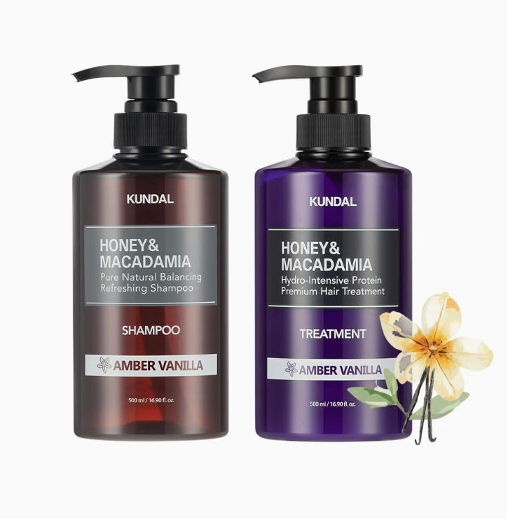 【KUNDAL/クンダル】シャンプー トリートメント セット(各500ml・ボトル) #アンバーバニラ #ハニー＆マカダミア #ネイチャー #弱酸性 #保湿 #香水シャンプー #香水トリートメント