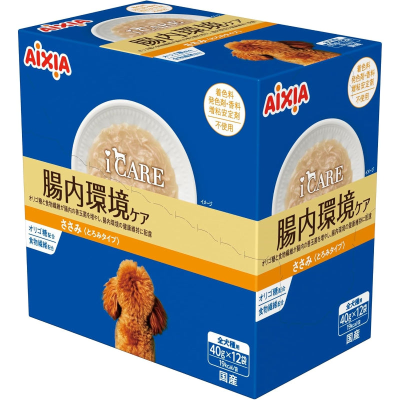 【訳あり】【賞味期限：2027.10】i CARE ドッグ 腸内環境ケア ささみ とろみタイプ 40g×12袋 [ドッグフード・ウェット］