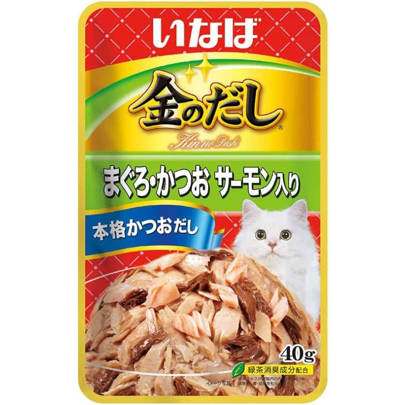【訳あり】【賞味期限：2027.10】いなば 金のだし まぐろ・かつおサーモン入り 40g 16個セット
