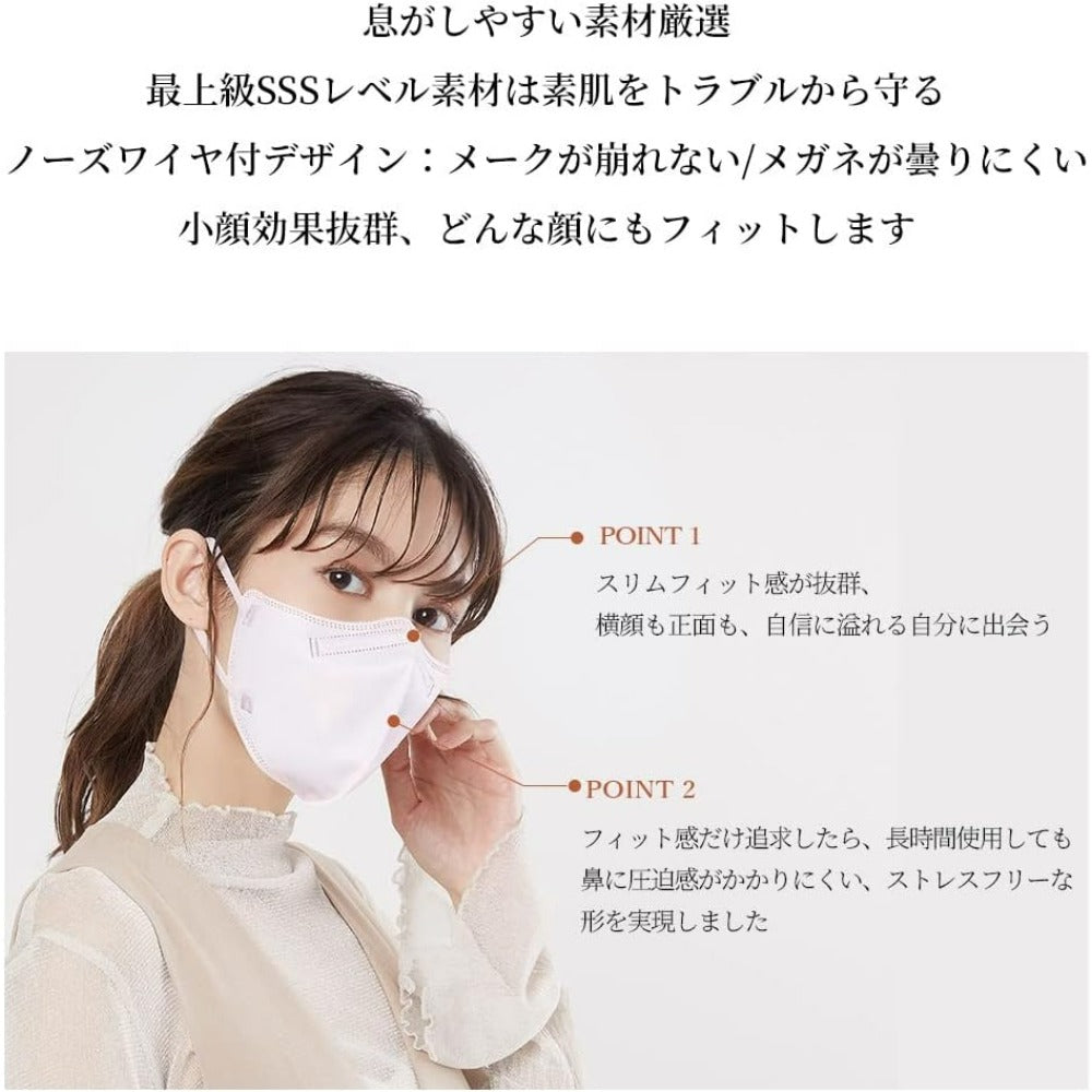 [MIR] マスク 3dマスク 52枚 不織布 息がしやすい 耳が痛くならない 肌に優しいマスク ノイズワイヤー 立体 使い捨てマスク 小顔 通気性 立体 カラー 花粉症対策 普通タイプ ホワイト+耳紐ライトグレー