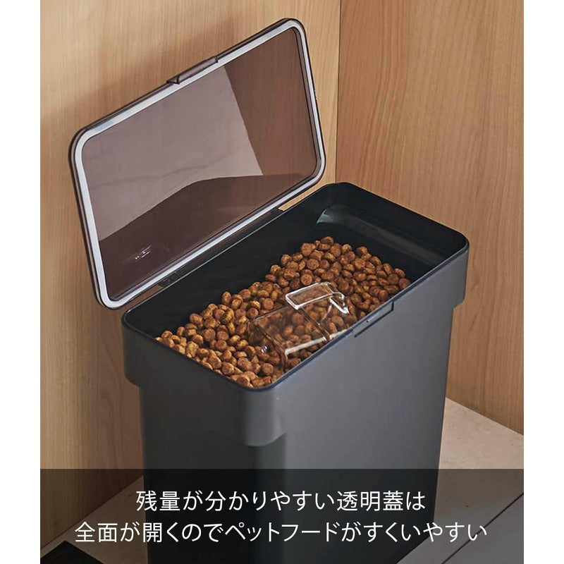 山崎実業(Yamazaki) 密閉 袋ごと ペットフードストッカー 3ｋｇ 計量カップ付 ブラック 約W28×D16.5×H28.5㎝(蓋開口時:約H43.㎝) タワー フードストッカー 保存容器 5614