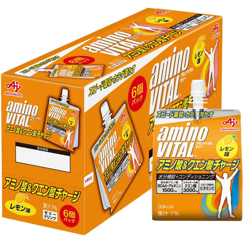 【賞味期限：2027.4.5】アミノバイタル 味の素 ゼリードリンク アミノ酸&クエン酸チャージ レモン味 180g×6個 クエン酸 3000mg アミノ酸 1500mg BCAA ビタミンC 栄養補給