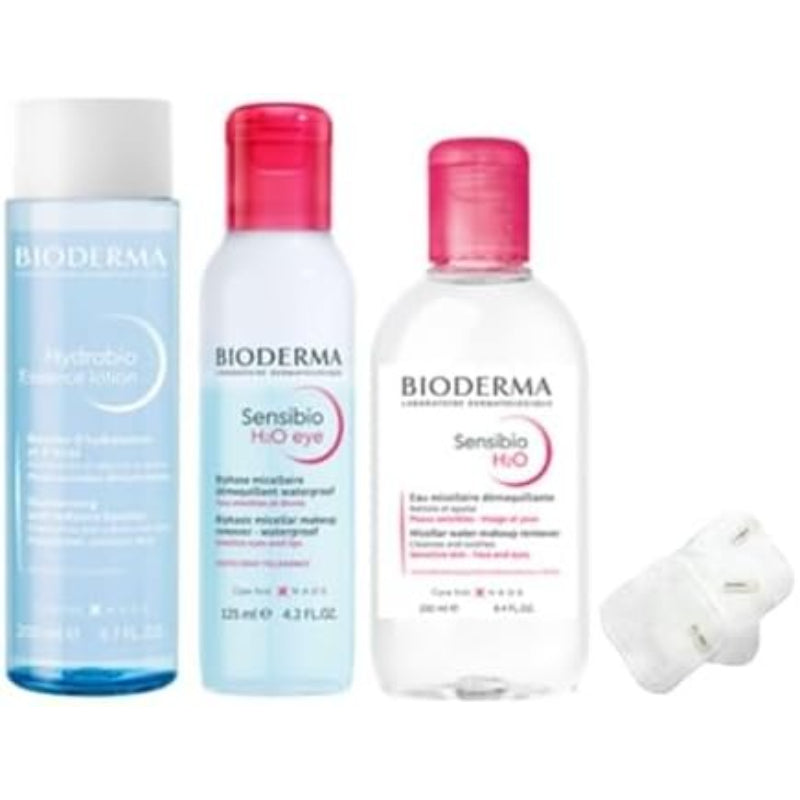 【正規品】ビオデルマ (Bioderma) クレンジング&ケアセット (サンシビオ エイチツーオー D 250mL、サンシビオ エイチツーオー アイ 125mL、イドラビオ エッセンスローション 200mL) 敏感肌