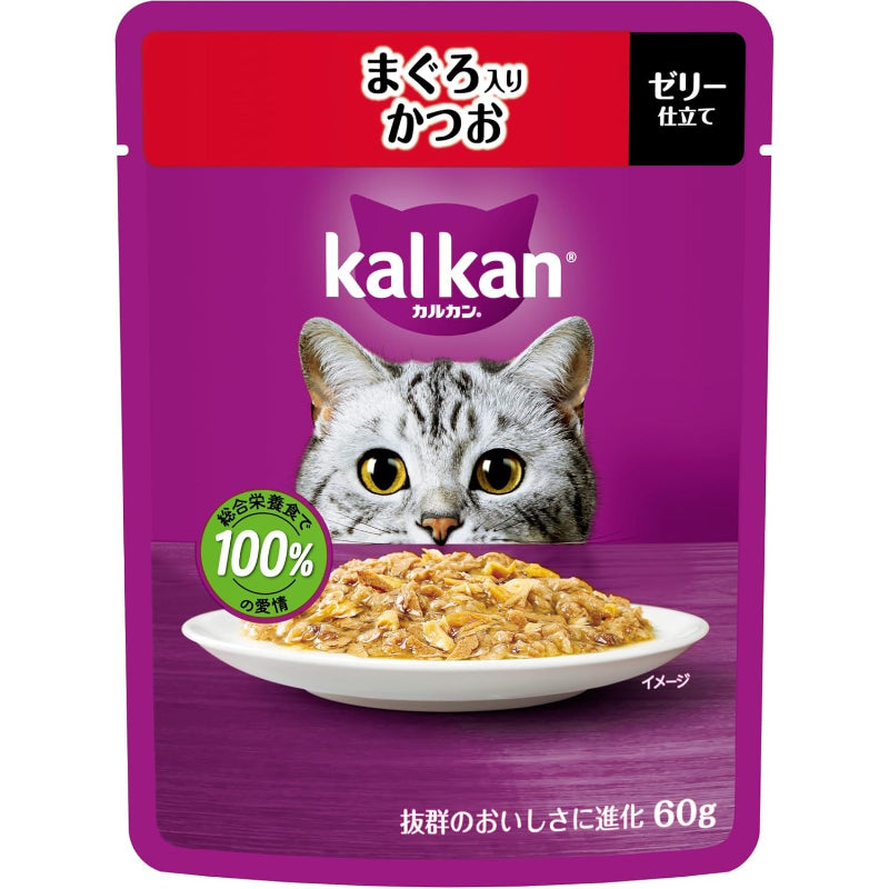 【訳あり】【賞味期限：2027.10.3】カルカン パウチ 1歳から 60g×12袋 まぐろ入りかつお 成猫用 ウェットフード キャットフード 総合栄養食 水分補給 猫 kal kan お試し