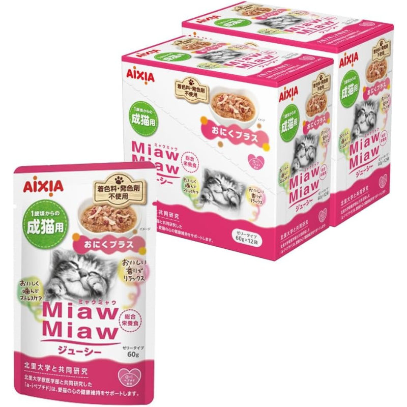 【賞味期限27.12.01】ミャウミャウ (MiawMiaw) ジューシー おにくプラス 60g×24個セット