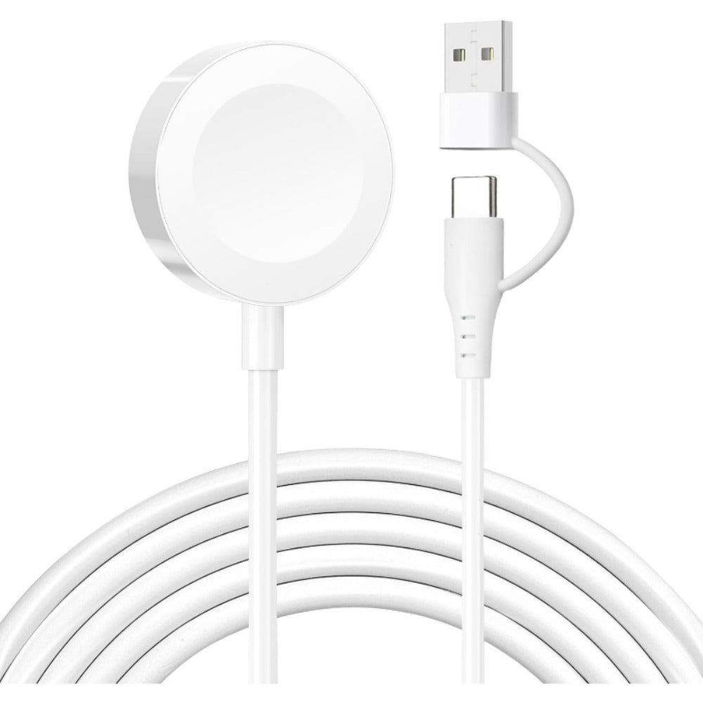 【2026新設計】POLINK 2in1 USB A+C for アップルウォッチ 充電器 Apple Watch 充電器 充電ケーブル ワイヤレス 充電機 マグネット式充電ケーブル 持ち運び便利 軽量 急速充電器 Apple Watch Series11/10/9/8/7/6/5/4/3/2/1/SE/Ultra 対応 USB-A＆C ホワイト