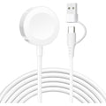 【2026新設計】POLINK 2in1 USB A+C for アップルウォッチ 充電器 Apple Watch 充電器 充電ケーブル ワイヤレス 充電機 マグネット式充電ケーブル 持ち運び便利 軽量 急速充電器 Apple Watch Series11/10/9/8/7/6/5/4/3/2/1/SE/Ultra 対応 USB-A＆C ホワイト