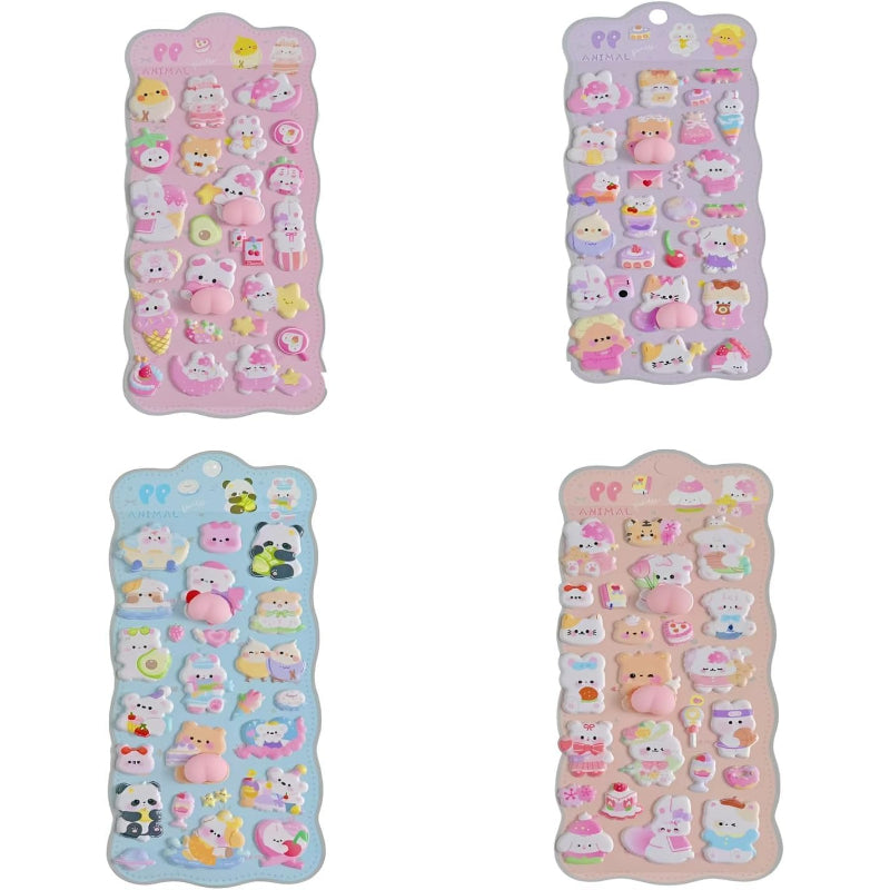 【4枚セット】おしりぷにぷにシール 3D立体 おしりシール かわいい もちもち エポキシ樹脂安全素材 すぐ使える粘着 簡単剥離 はがせるデカール 3dステッカー 子供 貼り付け可能 贈り物 手帳 携帯 DIY用 手帳用 女の子 プレゼント おしゃれ小物