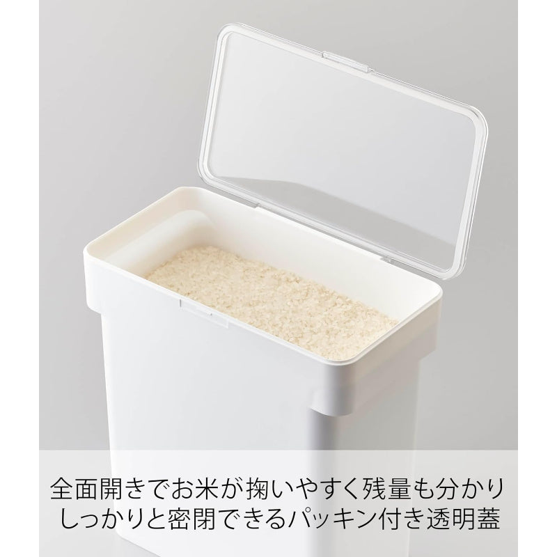 山崎実業(Yamazaki) 密閉 袋ごと 米びつ 5ｋｇ 計量カップ 付 ホワイト 約W28XD16.5XH28.5cm タワー スリム シンク下 持ち手付き 3375