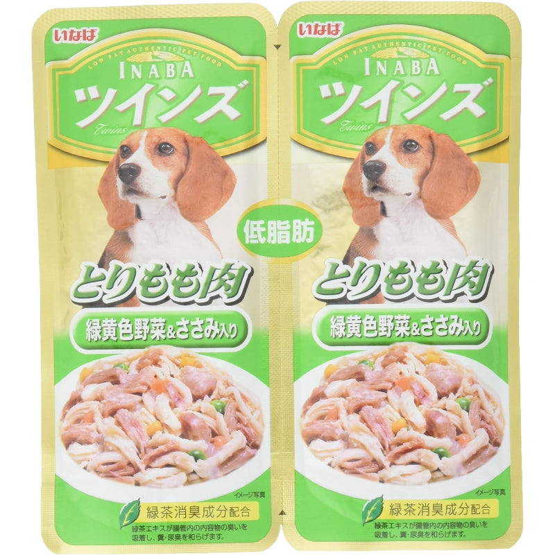 【訳あり】【賞味期限：2027.11】いなば ツインズ とりもも肉 緑黄色野菜&ささみ入り 80g(40g×2) 12個セット
