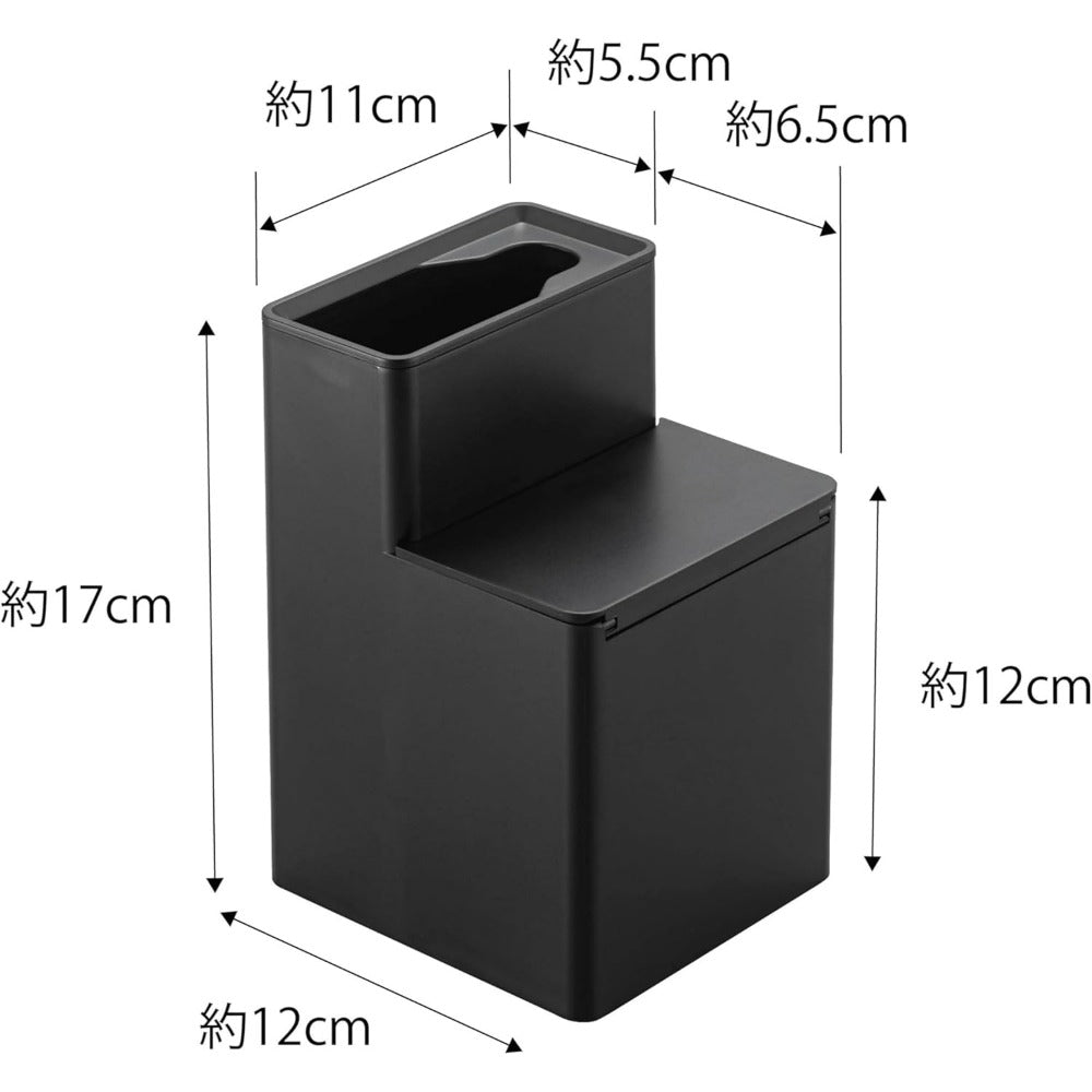 山崎実業(Yamazaki) 替えブラシ 収納付き 流せるトイレブラシ スタンド ブラック 約W11XD12XH17cm タワー tower トイレブラシケース トイレ掃除 5723