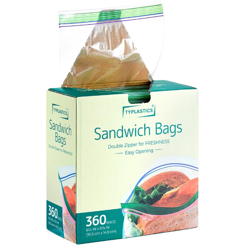 TYPLASTICS ダブルジッパーバッグ 食品持ち運び用袋 Sサイズ 360枚入り しっかり閉じられる 繰り返し使える（16.5*14.9cm）