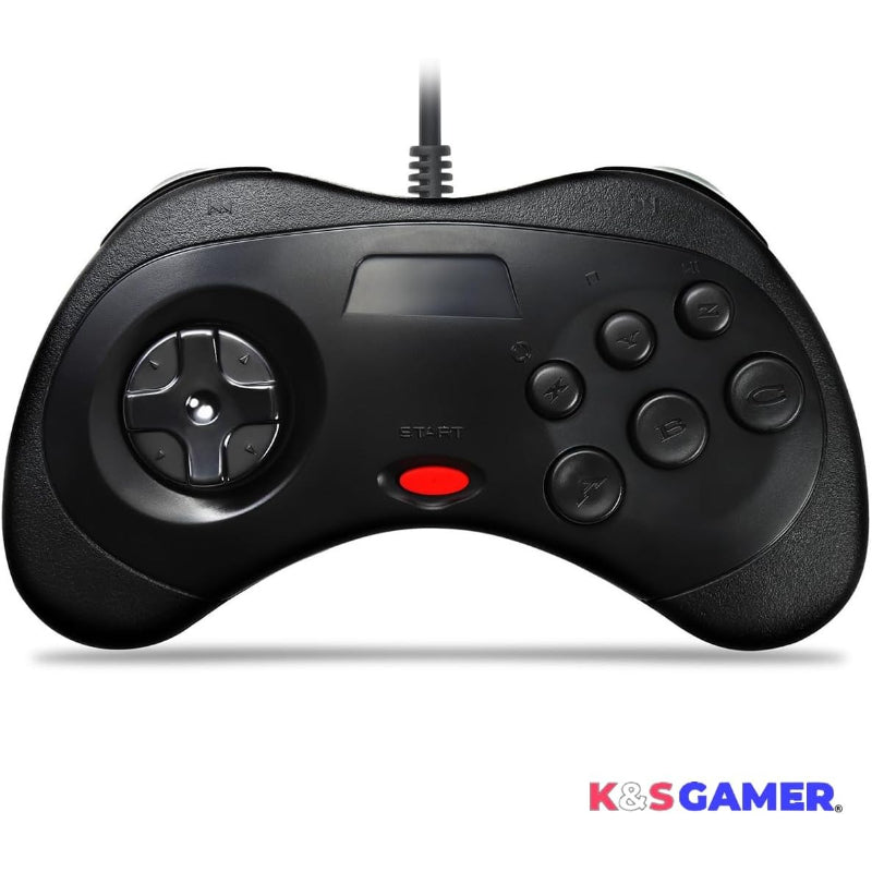 K&SGAMER セガ サターン型 ゲームパッド USB コントローラー Steam PC 対応 (ブラック)