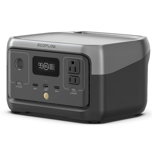 EcoFlow RIVER 2 ポータブル電源 小型軽量 256Wh 60分満充電 リン酸鉄リチウムボータブルバッテリ 長寿命 高耐久 BMS電池保護 純正弦波 アプリ操作 AC(定格300W /サージ600W ）スマホ タブレット充電用 キャンプ 車中泊 アウトドア 停電対策 防災グッズ (エコフロー リバー2)
