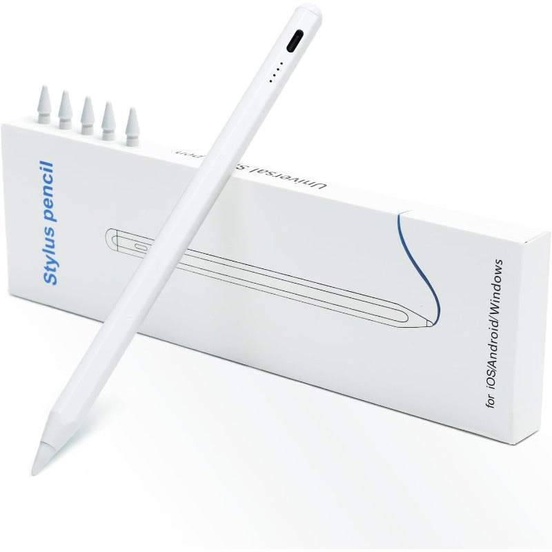 タッチペン ipad専用 スタイラスペン 極細 アップルペンシル交換用ペン 電量表示機能/超高感度/0遅延 傾き感知/磁気吸着/自動オフ/パームリジェクション機能 交換用ペン先付き2018年以降iPad/iPad Pro/iPad air/iPad mini対応 (ホワイト)