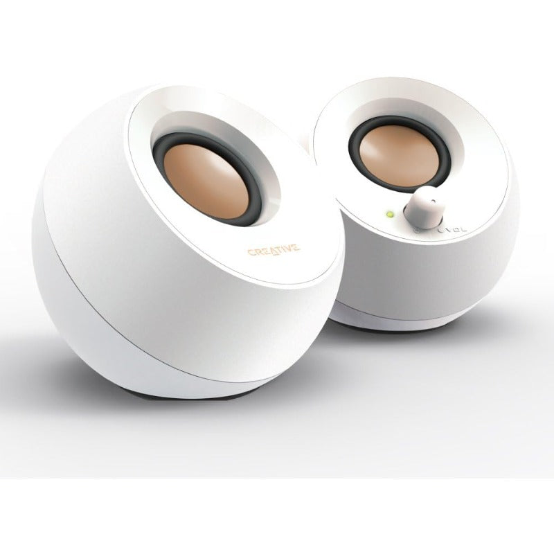 Creative Pebble ホワイト音声入力 ピンプラグ/電源 USB 接続 / 45度 上向きスピーカー 低音パッシブラジエーター 搭載 ピーク出力8.8W/総合4.4W RMS PC スピーカー SP-PBL-WH