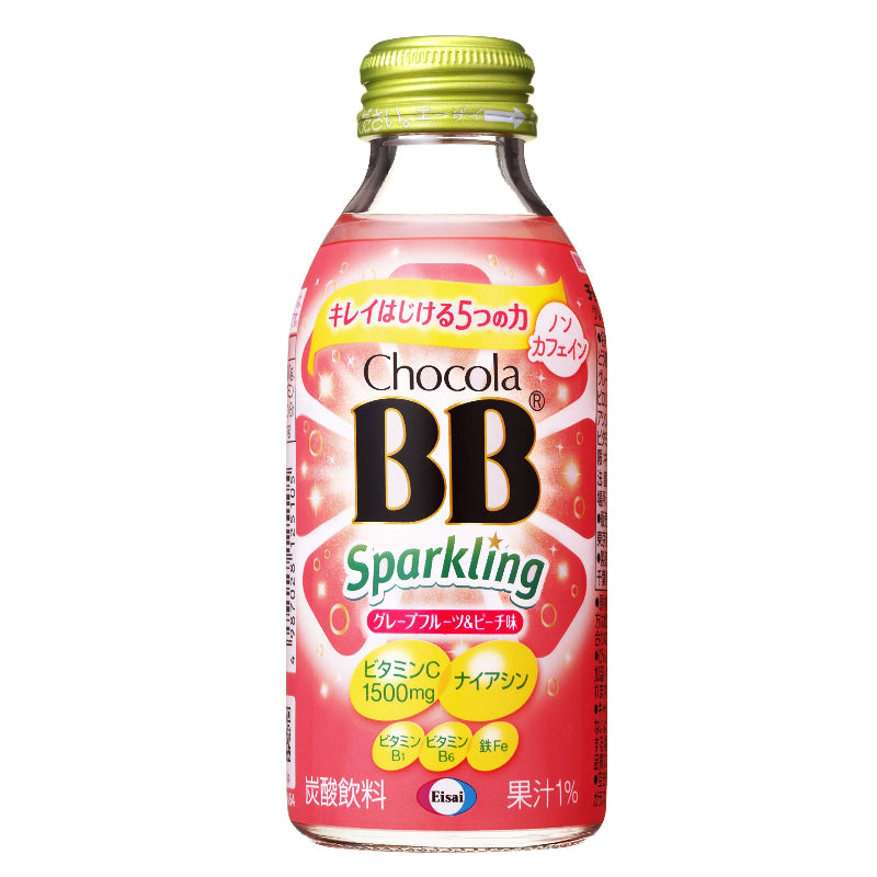 賞味期限 2027.2.18 チョコラBBスパークリンググレープフルーツ&ピーチ味140mL×24本[栄養機能食品(ナイアシン)]