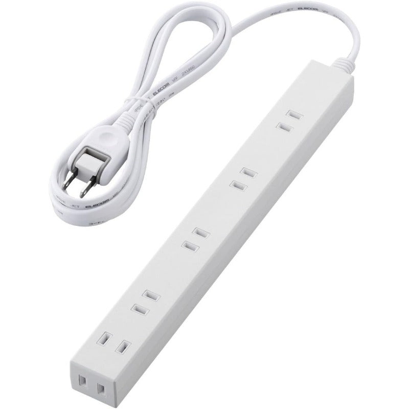 エレコム 電源タップ ACアダプタが5つ挿せる幅広コンセント 雷ガード付 6個口 2m ホワイト