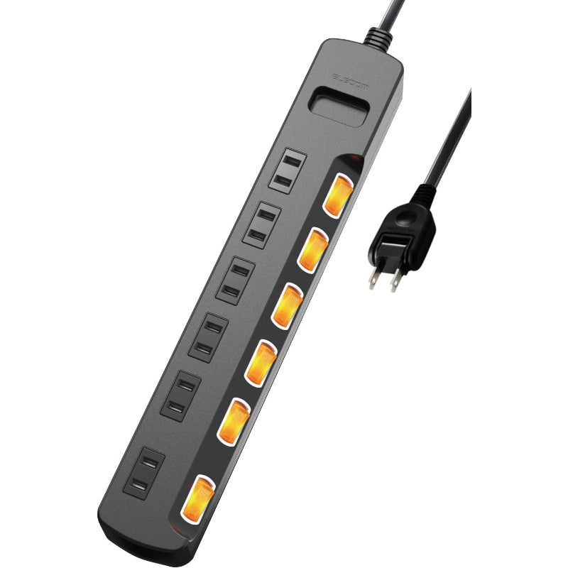エレコム 電源タップ 6個口 3m 雷ガード 個別スイッチ ほこりシャッター付 耐熱 PSE技術基準適合 ブラック T-K6A-2630BK