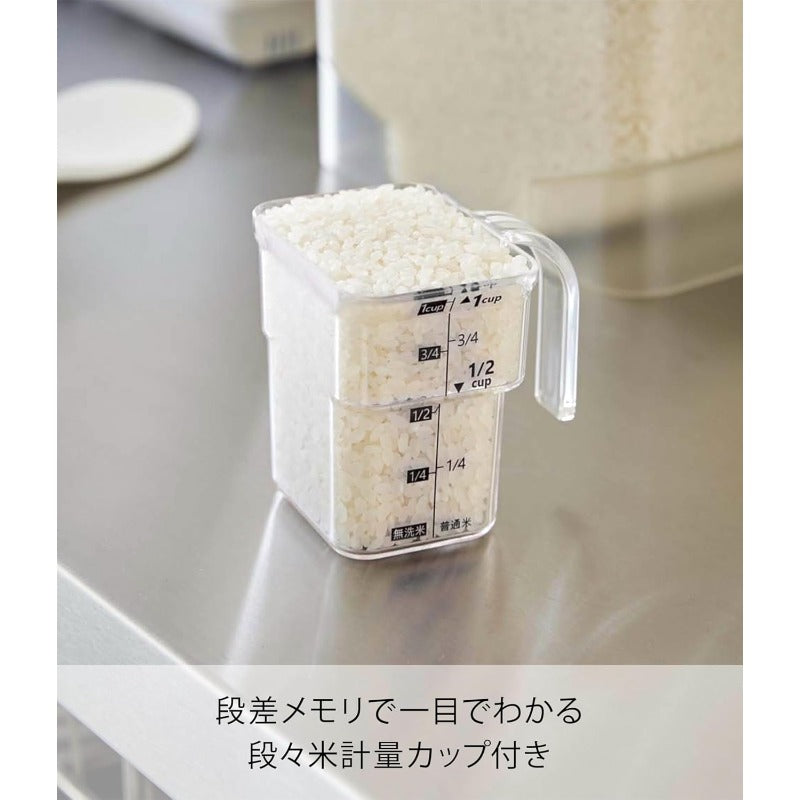 山崎実業(Yamazaki) 密閉 シンク下 米びつ 5ｋｇ 計量カップ 付 ホワイト 約W30XD19.7XH19.2cm タワー お米ごっそりライン 最後まできれいにすくえる 3377