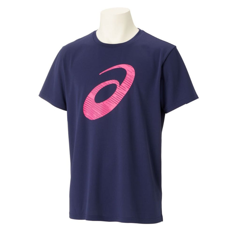 アシックス メンズ ドライ  ビッグロゴ半袖シャツ（ピーコート・サイズ：S/M/XL/2XL）