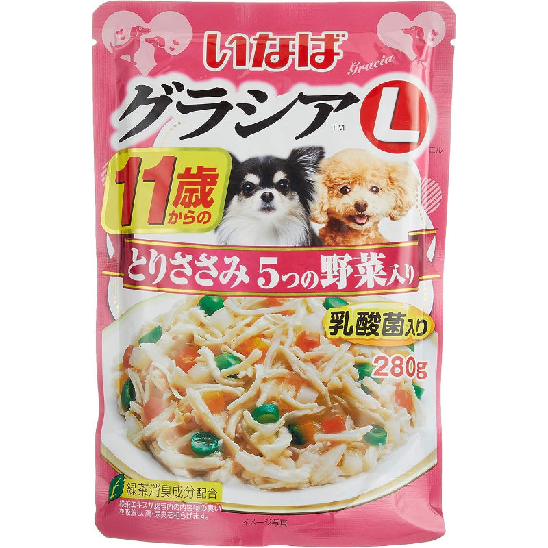 【賞味期限27.7.1】いなば グラシアL 11歳からのとりささみ 5つの野菜入り 280g 6個セット
