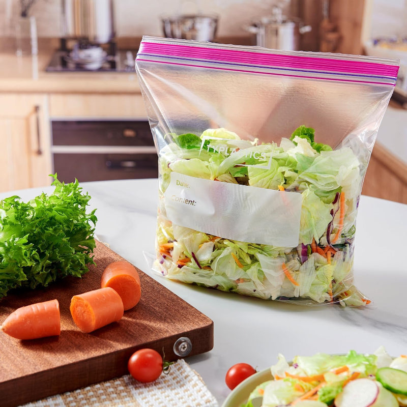 TYPLASTICS フリーザーバッグ ダブルジッパーバッグ 冷凍冷蔵食品保存袋 Lサイズ 120枚入り しっかり閉じられる 繰り返し使える（26.8*27.3cm）