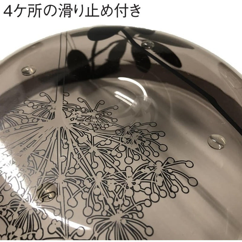センコー(Senko) サリナ ウォッシュボール 洗面器 直径約 28cm ブラウン 透明クリア地にプランツ柄 モダン 55222