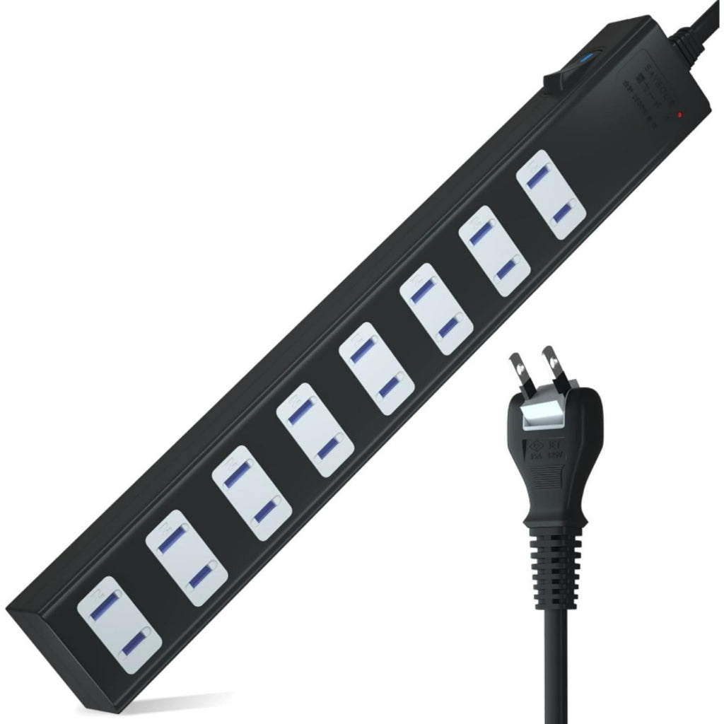 SAYBOUR 電源タップ マグネット 強力 適格請求書発行可 8個口 雷サージ付 ホコリシャッター付 延長コード 一括スイッチ PSE済 (1m, ブラック)
