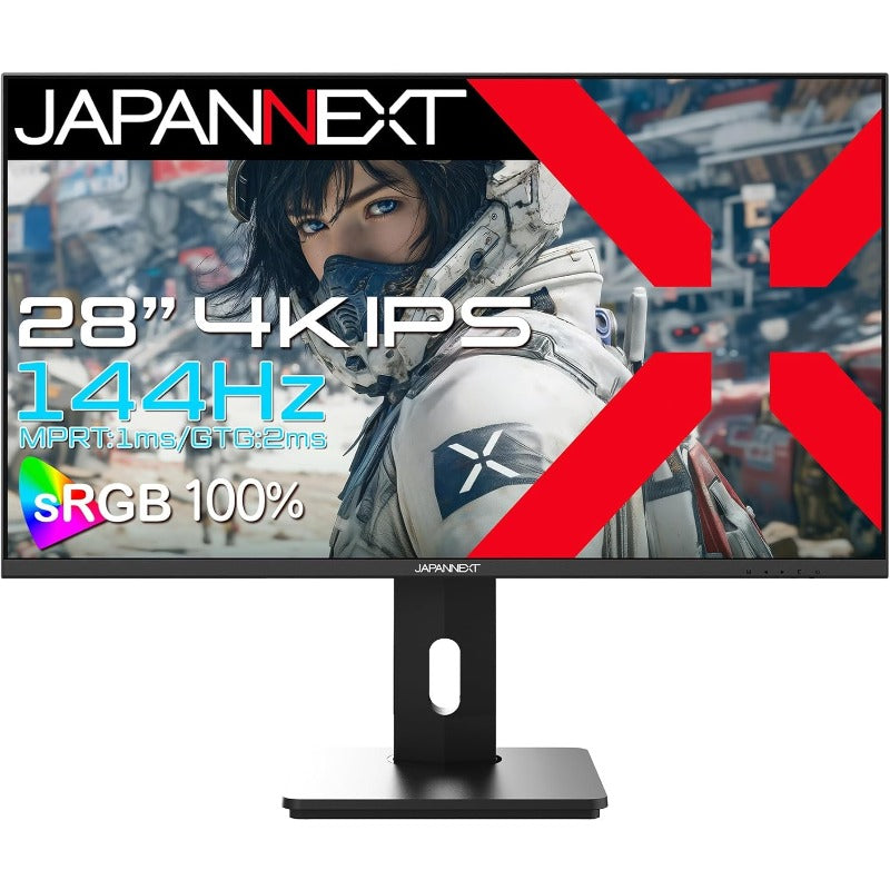 JAPANNEXT 28インチ IPSパネル搭載 144Hz/1ms(MPRT)対応 4K(3840x2160)解像度 ゲーミングモニター JN-IPS28G144U-HSPC6 HDMI DisplayPort USB-C(最大65W給電) sRGB:100% PS5 4K:120Hz接続 VRR KVM PBP/PIP 高さ調整 ピボット(縦回転) 【2年保証】