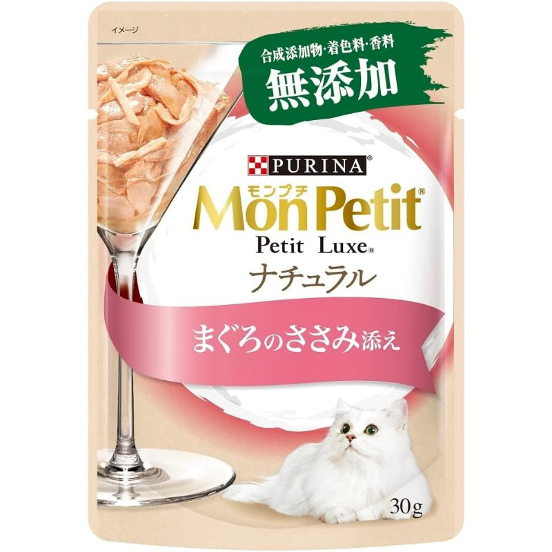 【賞味期限：2027.7.31】モンプチ プチリュクスパウチ ナチュラル まぐろのささみ添え 30gx12袋