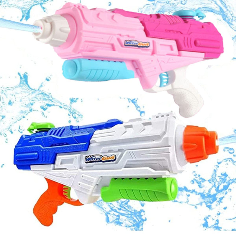 水鉄砲2個セット、加圧式水ピストル 大容量 1250cc 超強力飛距離 10-12m 大人向け水鉄砲、夏の必需品 水の遺物で遊ぶ（青い&ピンク、カートンセット）