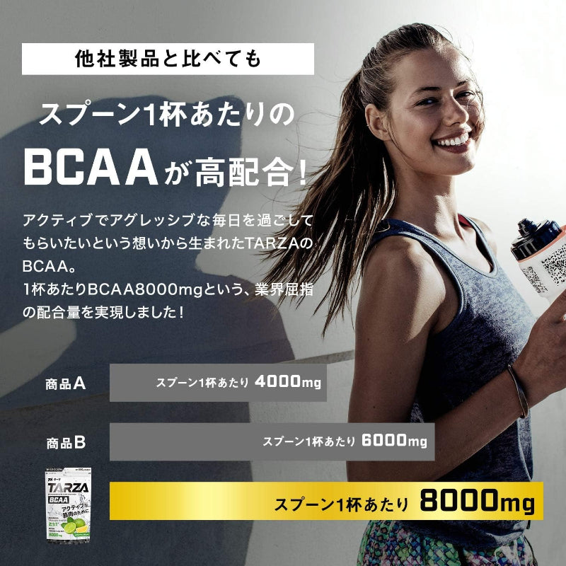 【賞味期限:2026年11月 】TARZA（ターザ） BCAA 8000mg アミノ酸 クエン酸 パウダー レモンライム風味 国産 1kg